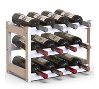 BAKAJI Cave à vin en Bois Bambou avec 12 Compartiments pour vin Champagne, Porte-Bouteille de Terre, Cave pour Coin Bar, Salon, Cuisine, bistrot, Restaurant, 43,5 x 24 x 30 cm (Blanc)