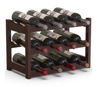 BAKAJI Cave à vin en Bois Bambou avec 12 Compartiments pour vin Champagne, Porte-Bouteille de Terre, Cave pour Coin Bar, Salon, Cuisine, bistrot, Restaurant, 43,5 x 24 x 30 cm (nois)