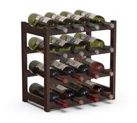 BAKAJI Cave à vin en Bois Bambou avec 16 Compartiments pour vin Champagne, Porte-Bouteille de Terre, Cave pour Coin Bar, Salon, Cuisine, bistrot, Restaurant, 43,5 x 25 x 43 cm (nois)