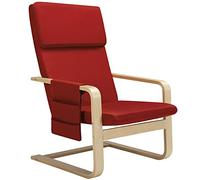 BAKAJI Chaise à Bascule en Bois de Bouleau avec revêtement en Coton rembourré en éponge Haute densité, Fauteuil oscillant Relax avec Sac à 2 Compartiments et Coussin, Assise Ergonomique (Rouge)