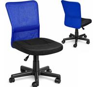 BAKAJI Chaise de Bureau de Chambre pivotante en Tissu Filet Hauteur réglable avec roulettes (Noir Bleu)