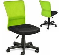 BAKAJI Chaise de Bureau de Chambre pivotante en Tissu Filet Hauteur réglable avec roulettes (Noir Vert)