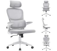BAKAJI Chaise de Bureau en Tissu Ergonomique avec Dossier Support Lombaire et appuie-tête, Fauteuil de Bureau pivotant, Hauteur réglable, revêtement Anti-Transpiration Respirant (Gris Clair)