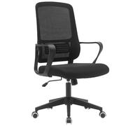 BAKAJI Chaise de Bureau Ergonomique avec roulettes pivotantes Anti-Rayures, Dossier en Tissu Respirant et Support Lombaire, Fauteuil d'étude Bureau réglage Hauteur gaz 98-108 cm (Noir)
