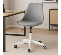 BAKAJI Chaise de Bureau Ergonomique Design Moderne avec Hauteur réglable et Coussin rembourré Haute densité, Assise pivotante avec Roues pivotantes, idéale pour la Maison, Le Studio (Gris)