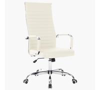 BAKAJI Chaise De Bureau Ergonomique Milano en Similicuir I Fauteuil De Bureau Réglable en Hauteur Pivotant Piètement Mécanisme A Bascule Intégré, Couleur: Beige, 65 x 109-119 cm