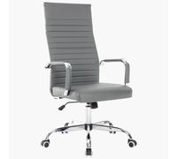BAKAJI Chaise De Bureau Ergonomique Milano en Similicuir I Fauteuil De Bureau Réglable en Hauteur Pivotant Piètement Mécanisme A Bascule Intégré, Couleur: Gris, 65 x 109-119 cm