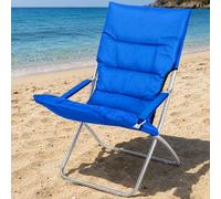 BAKAJI Chaise de canapé-lit Pliable, Pliable, Pliable, Structure en Tube d'aluminium, revêtement en Tissu Oxford rembourré pour Plage, Plage, Camping, (Bleu)