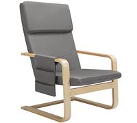 BAKAJI Chaise Fauteuil en Bois de Bouleau avec revêtement en Coton rembourré en éponge, très Haute densité, Fauteuil Relax avec Sac à 2 Compartiments et Coussin, Assise Ergonomique (Gris)