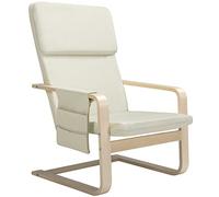BAKAJI Chaise Fauteuil en Bois de Bouleau avec revêtement en Coton rembourré en éponge, très Haute densité, Fauteuil Relax avec Sac à 2 Compartiments et Coussin, Assise Ergonomique (Beige)