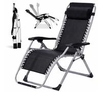 BAKAJI Chaise Longue Pliante pour l'extérieur avec Structure en métal Extra résistante et renforcée avec Porte-gobelets, Fauteuil économe en Espace Zero Gravity de Jardin, Balcon, terrasse, terrasse