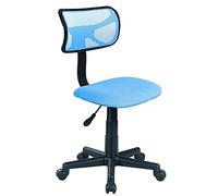 BAKAJI Chaise pivotante de Bureau réglable en Hauteur avec roulettes de Bureau pour Chambre avec Dossier Ergonomique en Maille Respirante Assise rembourrée (Azurro)