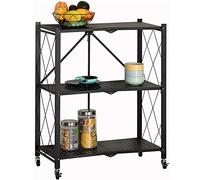 BAKAJI Chariot de Cuisine Pliable Multi-usages Meuble de Rangement espaces étroits Slim Confortable Mince Gain de Place Salle de Bain Bureau mobilier Design intérieur Noir (3 étagères)
