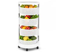 BAKAJI Chariot de Cuisine Porte-Fruits avec paniers ouvrants, Chariot de Rangement économe en Espace avec 4 Roues pivotantes, Structure Acier et paniers en Plastique, idéal Cuisine, Salle de Bain, (4