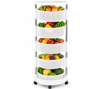 BAKAJI Chariot de Cuisine Porte-Fruits avec paniers ouvrants, Chariot de Rangement économe en Espace avec 4 Roues pivotantes, Structure Acier et paniers en Plastique, idéal Cuisine, Salle de Bain, (5