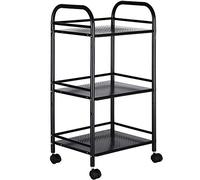 BAKAJI Chariot de Rangement en métal pour Salle de Bain, Cuisine, Coiffeur ou esthéticienne, 4 Roues pivotantes, 3 étagères, Dimensions 40 x 35 x 75 cm, Chariot Multifonction 3 Niveaux (Noir)