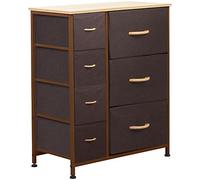 BAKAJI Commode de Chevet, 7 tiroirs, Grande capacité, Meuble Maison, Durable, Tissu Polyvalent, Multicolore, Robuste, Peu encombrant, Dimensions 72,5 x 61,5 x 30 cm (Marron)