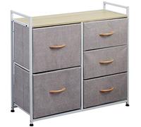 BAKAJI Commode en Tissu avec 5 tiroirs Structure en métal et Plateau supérieur en MDF, Meuble Polyvalent et spacieux idéal pour entrée, Chambre à Coucher, Salon, 77,5 x 83 x 29 cm (Gris)