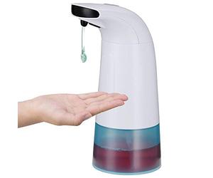 BAKAJI Distributeur de Savon Automatique Distributeur Distributeur de Savon pour Gel et Savon Liquide avec capteur Infrarouge en ABS Blanc pour Salle de Bain et Cuisine Capacité 270 ML Dimensions 12