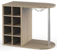 BAKAJI Étagère Cave à Bouteilles à vin pour spiritueux Mural ou Table, Structure en Bois Cave avec 2 étagères 8 Places Porte-Bouteilles et Porte-gobelets en métal 42 x 52 x 28 cm (chêne)