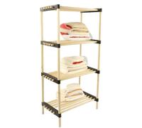 BAKAJI Étagère modulaire Slim étagère de Rangement Multifonction avec étagères en Bois Naturel, 4 étagères, décoration de Salle de Bain, entrée Maison, Taille 48 x 28 x 93 cm