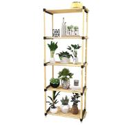 BAKAJI Étagère modulaire Slim étagère de Rangement Multifonction avec étagères en Bois Naturel, 5 étagères, décoration de Salle de Bain, entrée Maison, Taille 28 x 49 x 127 cm