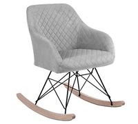 BAKAJI Fauteuil à Bascule Relax CASA Revêtement en Tissu, Structure Bois rembourré, Pieds en métal, Base balançante Bois, Dimensions 75 x 58 x 80 cm, Design traîneau scandinave (Gris)