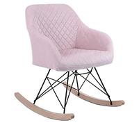 BAKAJI Fauteuil à Bascule Relax CASA Revêtement en Tissu Structure Bois Rembourré Pieds en Métal Base Dondulaire Bois Dimensions 75 x 58 x 80 cm Design Slitta Scandinavo (Rose)