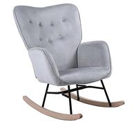 BAKAJI Fauteuil à Bascule Relax Traîneau Revêtement en Tissu, Structure Bois rembourré, Pieds en métal, Base dondante Bois, Dimensions 90 x 70 x 95 cm, Design Moderne scandinave (Gris)