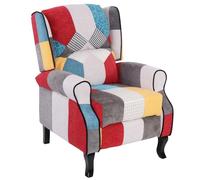 BAKAJI Fauteuil inclinable revêtu et rembourré avec Motif Patchwork, Style de Touche, décoration de Maison, idéal pour Lecture et Repos, Dossier Confortable Ergonomique pour Posture Droite (Marron)