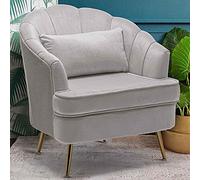 BAKAJI Fauteuil Relax avec revêtement en Tissu, Structure Bois et Pieds en métal, Couleur Or, rembourré, Design Moderne, décoration matelassée, Grand Dossier, Dimensions 80 x 78 x 82 cm (Gris)