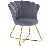 BAKAJI Fauteuil Relax avec revêtement en Velours et Pieds en métal, Couleur Or chromé, Fauteuil rembourré à Haute densité, Assise Ergonomique, Design Vintage rétro, 69 x 64 x 80 cm (Gris)