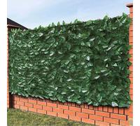 Bakaji Haie artificielle 1 x 3 m Rouleau de filet brise-vue brise-vue avec feuilles et lierre synthétique anti-chute pour garage, terrasse, balcon, jardin, extérieur, vert foncé