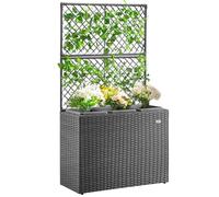 BAKAJI Jardinière à treillis en polyrotin, 3 pots amovibles, conteneurs pour plantes, potager vertical d'extérieur, design résistant aux rayons UV, jardin, balcon, terrasse, plante grimpante (gris)