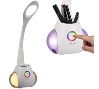 BAKAJI Lampe de table lumière LED dimmable allumage tactile avec lumière d'ambiance RVB avec changement de couleur et porte-stylo cou réglable, taille 58 x 18 cm, couleur blanche
