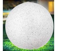Bakaji Lampe design boule de jardin diamètre 30 cm lumière éclairage extérieur au sol ou table culot E27 ampoule max 25 W décoration effet pierre avec piquets de fixation au sol 50 cm