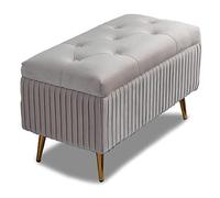 BAKAJI LFNS003 Pouf de Rangement pour Repose-Pieds pour Chambre à Coucher, revêtement en Velours rectangulaire, Doux, Grand canapé, Porte-Objets ouvrable, Rembourrage Structure en Bois spacieuse