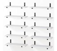 BAKAJI Lot de 10 étagères flottantes murales en Bois, étagères murales Multi-usages avec Supports en métal, idéales pour Chambre à Coucher, Salon, Cuisine, Salle de Bains, bibliothèque, Peu