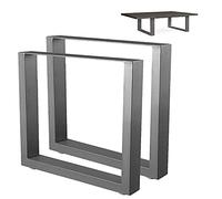 BAKAJI Lot de 2 Pieds de Table Dimensions 64 x 40 cm en métal, Pieds pour Table Basse Salon et bancs avec Pieds antidérapants réglables Design Moderne Industriel Couleur Gris