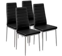 BAKAJI Lot de 4 chaises de Salle à Manger Salon Cuisine Design Moderne, Structure en métal et Assise rembourrée en Simili Cuir, Dimensions 98 x 41 x 45 cm (Noir)