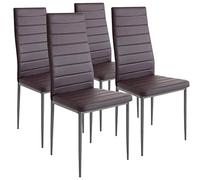 BAKAJI Lot de 4 chaises Modernes, Salle à Manger, Salon, Cuisine, Assise rembourrée, Similicuir, 4 chaises en Promo, Structure en Acier (Marron)