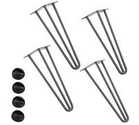 BAKAJI Lot de 4 pieds de table, hauteur 45 cm, en métal, pieds pour table basse, canapé, bancs et meubles avec pieds antidérapants, design moderne, industriel, couleur grise, kit de montage inclus