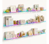 BAKAJI Lot de 6 étagères murales en Acrylique au Design Moderne, étagère Murale Polyvalente, étagère de Rangement pour Chambre à Coucher, Salon, Cuisine, Salle de Bains, bibliothèque Peu encombrante,