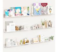 BAKAJI Lot de 6 étagères murales en Acrylique au Design Moderne, étagère Murale Polyvalente, étagère de Rangement pour Chambre à Coucher, Salon, Cuisine, Salle de Bains, bibliothèque Peu encombrante,