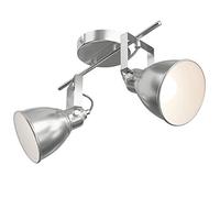 BAKAJI Lustre lampe murale au plafond avec spot douille directionnable structure en métal argenté design moderne industriel culot E14 ampoule max 25 W éclairage maison (2 lumières)