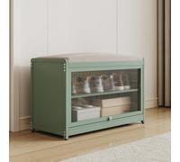 BAKAJI Meuble à chaussures avec assise et 2 compartiments intérieurs peu encombrants, meuble banc à chaussures avec porte transparente et base antidérapante pour entrée, chambre à coucher, entrée 70 x