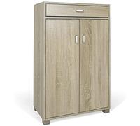 BAKAJI Meuble à Chaussures CASA 5 étagères, Porte-Chaussures, 2 Portes, tiroir, Bois, chêne, Standard
