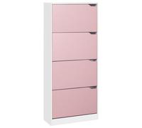BAKAJI Meuble à chaussures en bois MDF avec 4 portes porte-chaussures à rabat, poignées rétractables, double profondeur, dimensions compactes, slim 63 x 24 x 150 cm, gain de place, entrée maison (rose