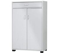 BAKAJI Meuble à Chaussures pour entrée Maison avec 5 étagères, Porte Chaussures + tiroir Fermeture 2 Portes, Structure en Bois, Armoire auxiliaire Multifonction 95 x 63 x 33 cm (Blanc)