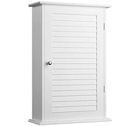BAKAJI Meuble Armoire Armoire Armoire de Salle de Bain Mur décoration Porte Simple Deux étagères, Design Moderne, Maison, Gain de Place, étagères intérieures, Bois, Couleur Blanche